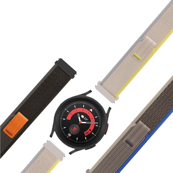 22mm Universal nylon polku silmukka kellon hihna - Musta / Harmaa Black