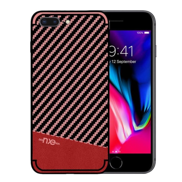 NXE iPhone 7 Plus ja 8 Plus hiilikuitutekstuurinen suojakuori - Red