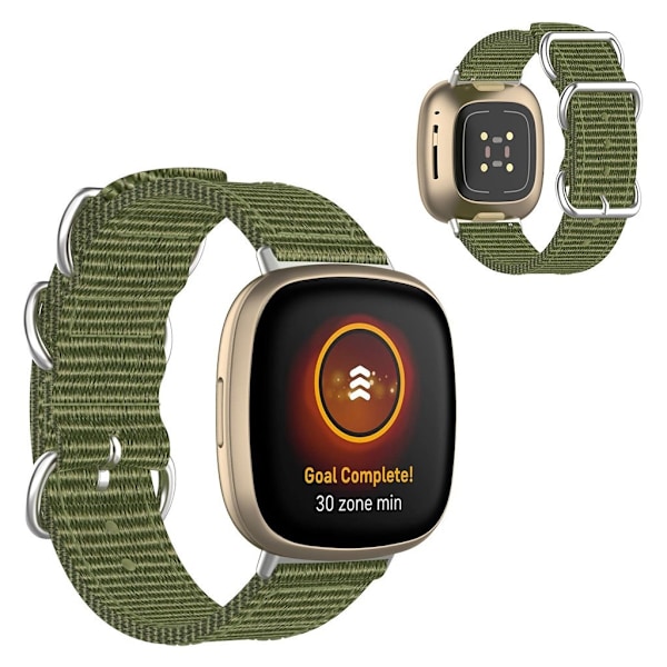 Fitbit Sense / Versa 3 nylon rem - militærgrøn Green