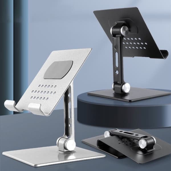 Yleiskäyttöinen säädettävä pöytäpuhelin- ja tablettiteline - Hopea Silver grey