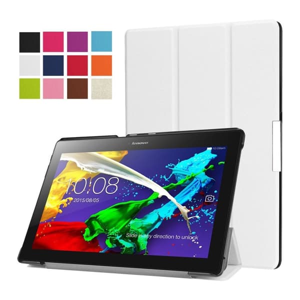 Lenovo Tab 3 Plus 10 Tri- Fold Stand PU Lær Flip Etui - Hvit White