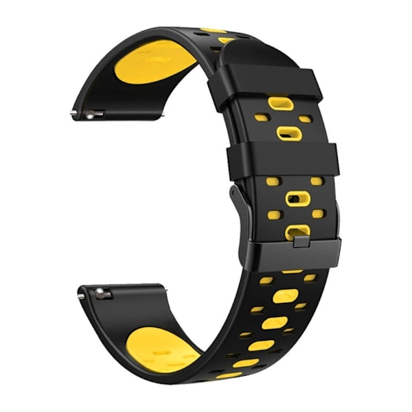 22 mm universal klockarmband i tvåfärgad silikon - Svart / Gul Svart