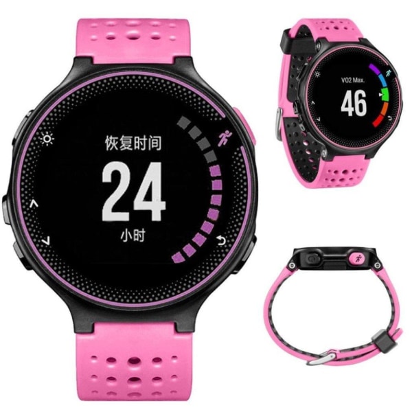 Garmin Forerunner 220/230/235/620/630 tofarvet silikoneurrem - rosa / sort Pink