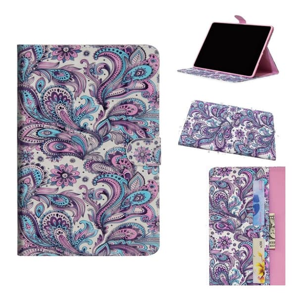 Läderfodral med ljuspunktsdekor för iPad Mini (2019) - Paisleymönstrad Blomma multifärg