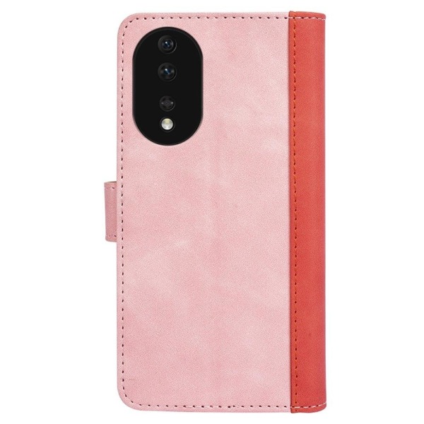 Two-color leather flip case for Honor 80 - Pink Rosa