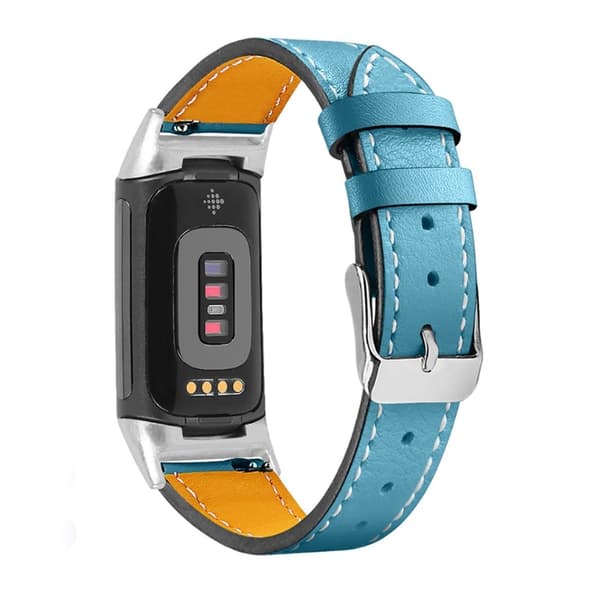 Enkel klokkerem i ekte skinn til Fitbit Charge 5 - Blå Blue