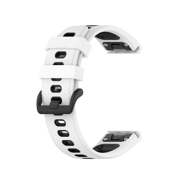 Bi-farvet silikone-urrem til Garmin Fenix 6 / 5 - Hvid / Sort White