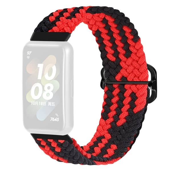 Huawei Band 7 urrem i vævet stil - Rød / Sort Red