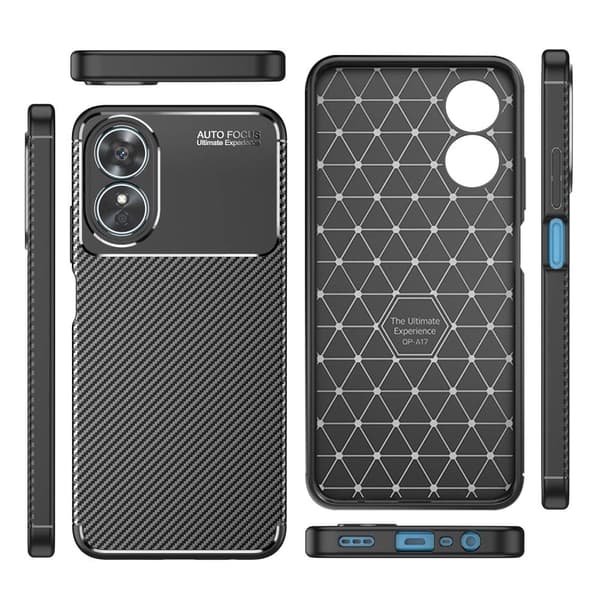 Carbon Shield Oppo A17 cover - Sort Black