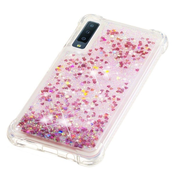 Samsung Galaxy A7 (2018) glitter pulver stødsikkert etui - Rødguld Pink