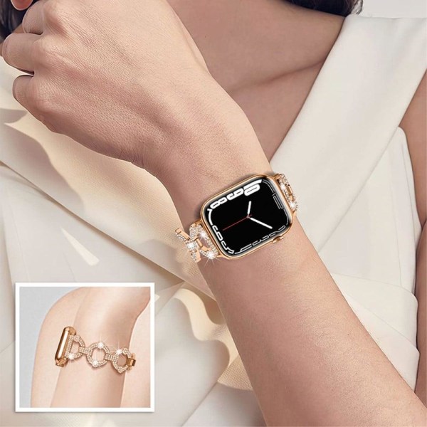 Elegant urrem med rhinstensdekor til Apple Watch Series 8 (45 mm Pink