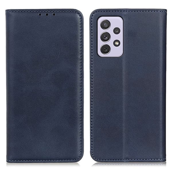 Flip Etui med Pung i Ægte Læder til Samsung Galaxy A73 - Blå Blue
