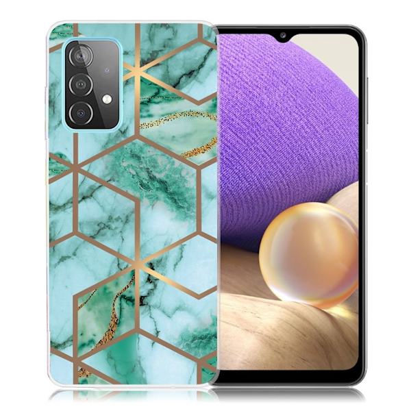 Marmormotiv Samsung Galaxy A32 5G skal - Smaragdfärgat Kubmönster Grön