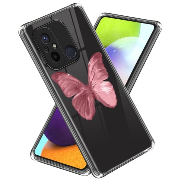 Deco Xiaomi Redmi 12C deksel - Rosa Sommerfugl Pink