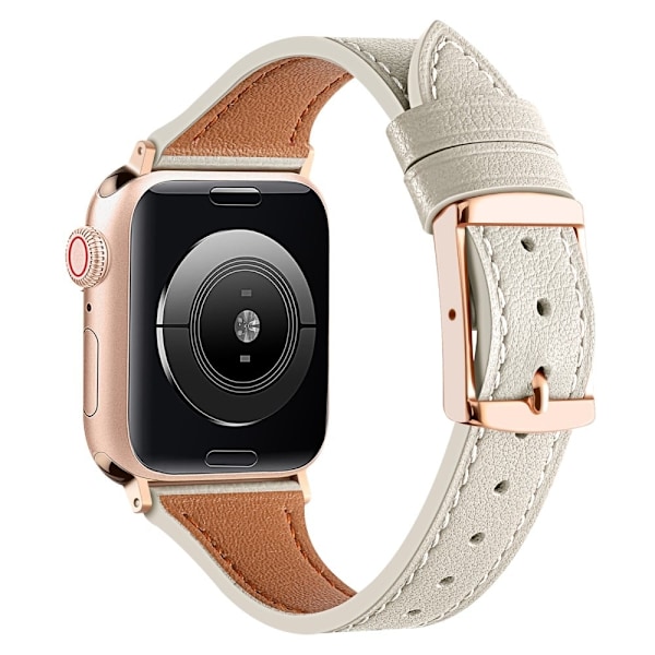 Apple Watch Series 8 (45mm) / Watch Ultra klockarmband i äkta läder - Beige Vit