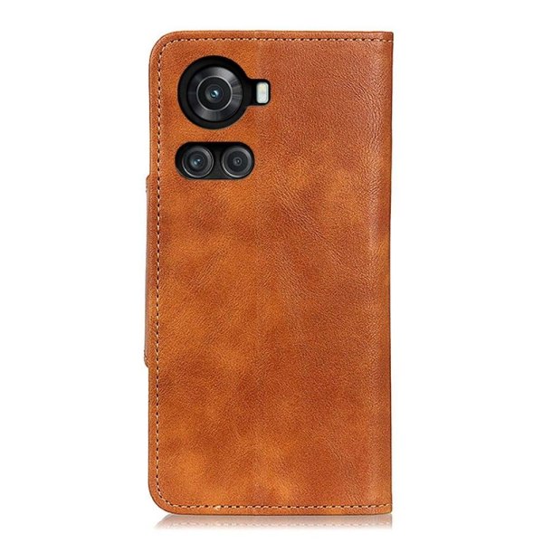 Alpha OnePlus 10R / OnePlus Ace læder flip etui - Brun Brown