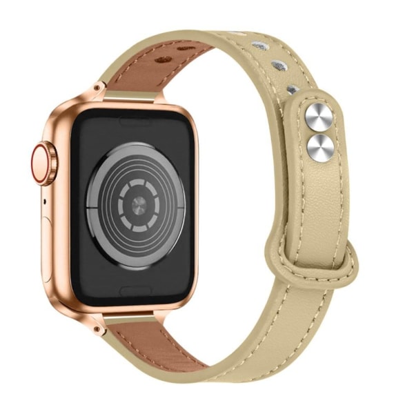 Apple Watch Series 8 (41mm) klockarmband i äkta koskinnläder - Ljus Aprikos Beige