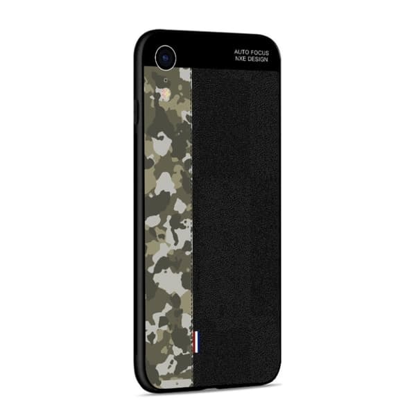 NXE iPhone Xr kamouflagemönstrat splicingfodral - Armégrönt Kamouflage / Svart multifärg