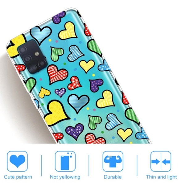 Deco Samsung Galaxy A71 cover - Hjerter Multicolor