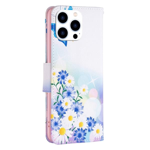 Wonderland iPhone 16 Pro Max flip kuoret - Perhonen Ja Kukkia Pink