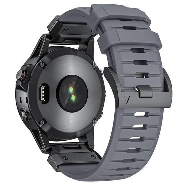 Garmin Fenix 3 / 5 / 5X / 6X / 7X Replacement Strap 22mm Universal Smart Watch Fluorubber Wrist Band - Grey Silver grey