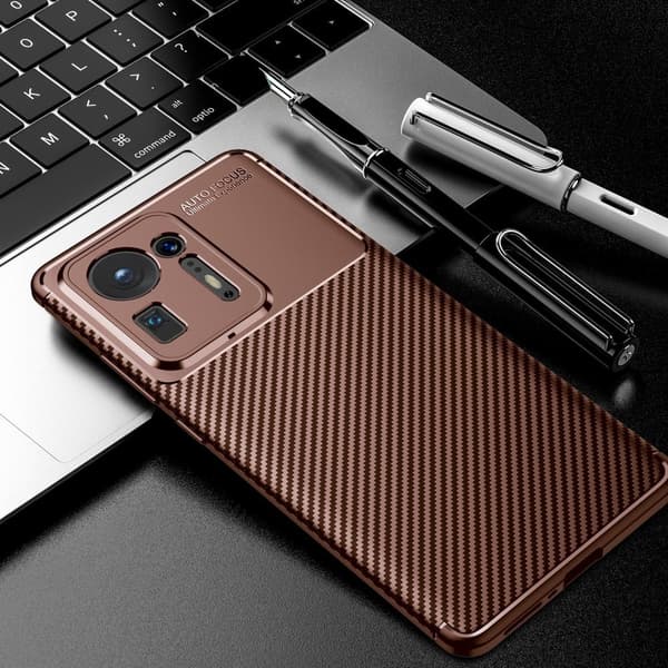 Carbon Shield Xiaomi Mix 4 Suojakotelo - Ruskea Brown