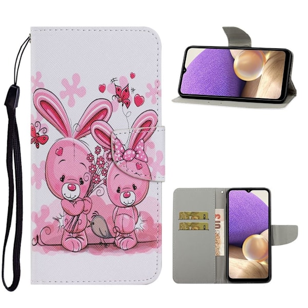 Wonderland Samsung Galaxy A32 Flip etui - Kaniner Pink