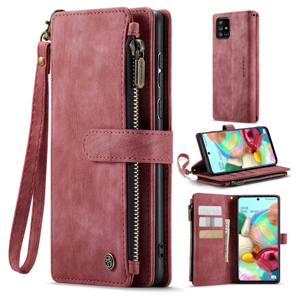 CaseMe Samsung Galaxy A71 etui med lynlås og pung - Rød Red
