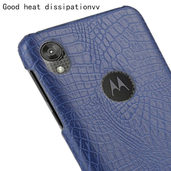 Croco Motorola Moto E6 etui - Mørkeblå Blue