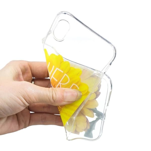 iPhone Xr flexibelt mjukt silikonplast mobilskal med unikt IMD mönster - Solros Gul