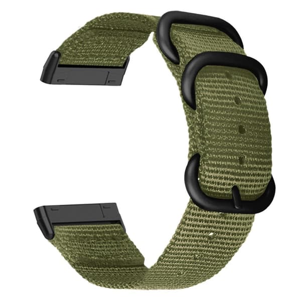 Fitbit Sense 2 / Versa 4 nylon-urrem med sort spænde - Militærgrøn Green