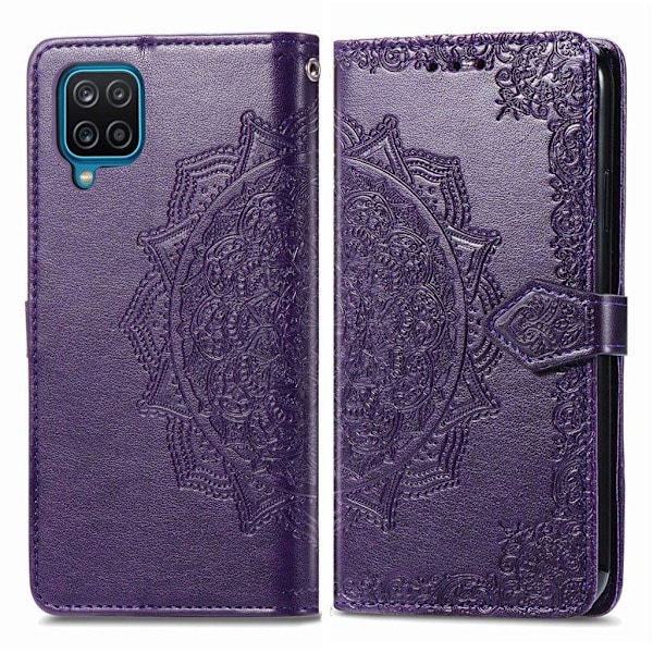 Mandala läder Samsung Galaxy A12 5G fodral - Lila Lila