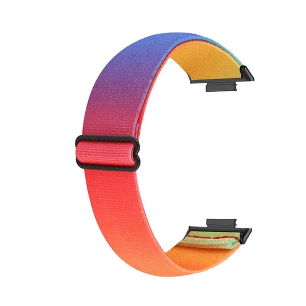 Huawei Watch Fit 2 elastisk nylon-urrem i etnisk stil - Regnbuefarve Multicolor