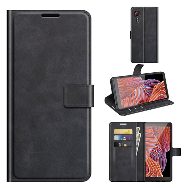Wallet-style Læder Etui til Samsung Galaxy Xcover 5 - Sort Black