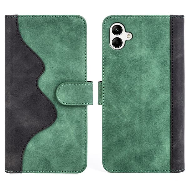 To Farvet Læder Flip Case til Samsung Galaxy A04 - Grøn Green