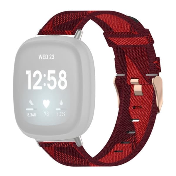 Fitbit Sense 2 / Versa 4 klockarmband i nylon - Röd Rand Röd