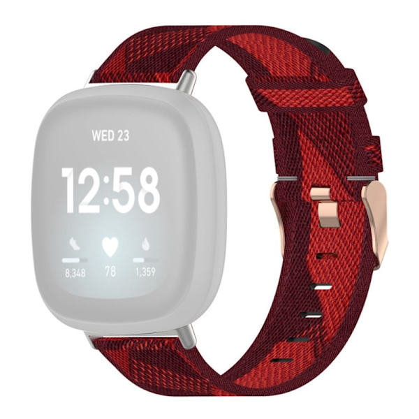Fitbit Sense 2 / Versa 4 nylon-urrem - Rød Stribe Red