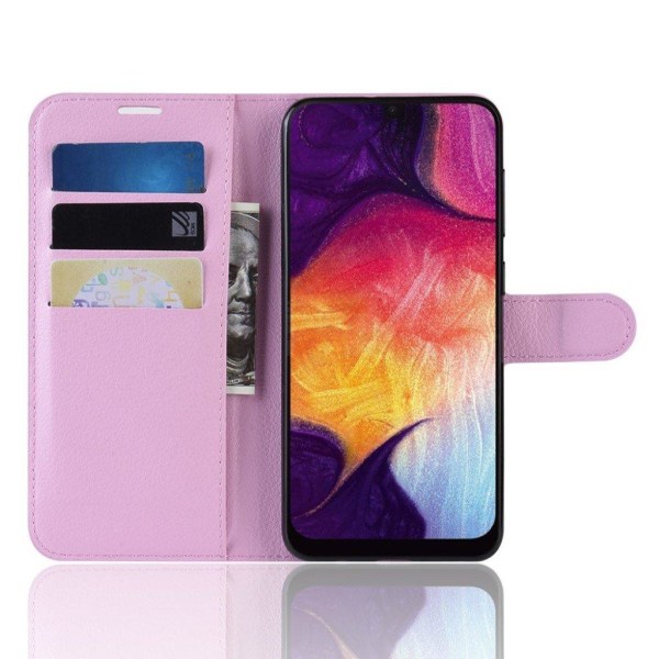 Samsung Galaxy A50 litsi nahkainen suojakotelo - Pinkki Pink