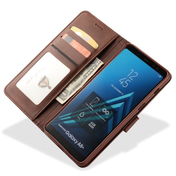 LC.IMEEKE Samsung Galaxy A8 (2018) PU læder flip etui - Kaffe Brown