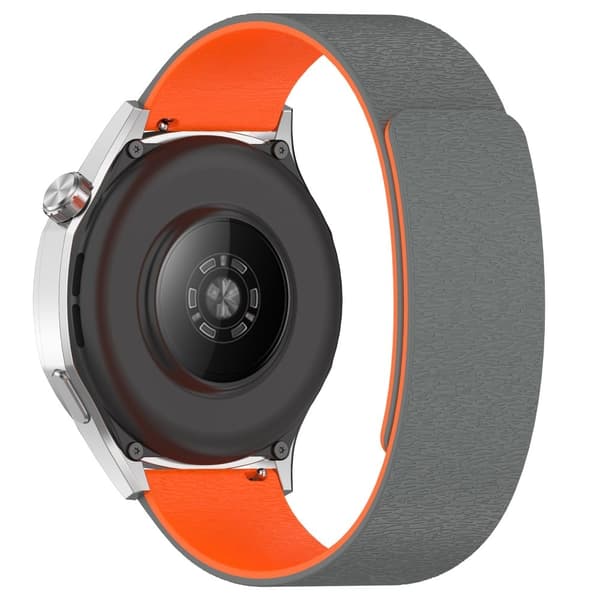 22 mm urrem Huawei Watch GT 5 46 mm magnetisk silikonerem - Grå / Orange Silver grey