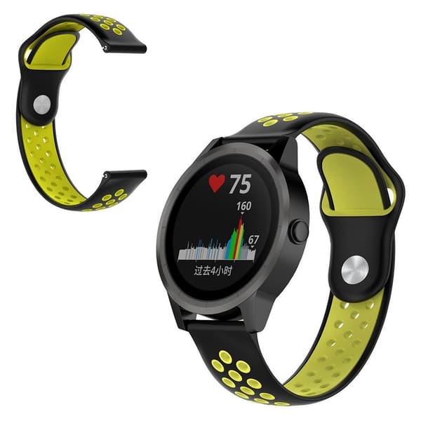 Garmin Venu kaksivärinen silikonikellonauha - Musta / Kellanvihreä Black