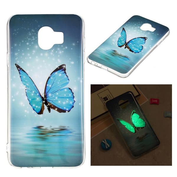 Butterfly läder Samsung Galaxy J4 (2018) fodral - Blå Blå