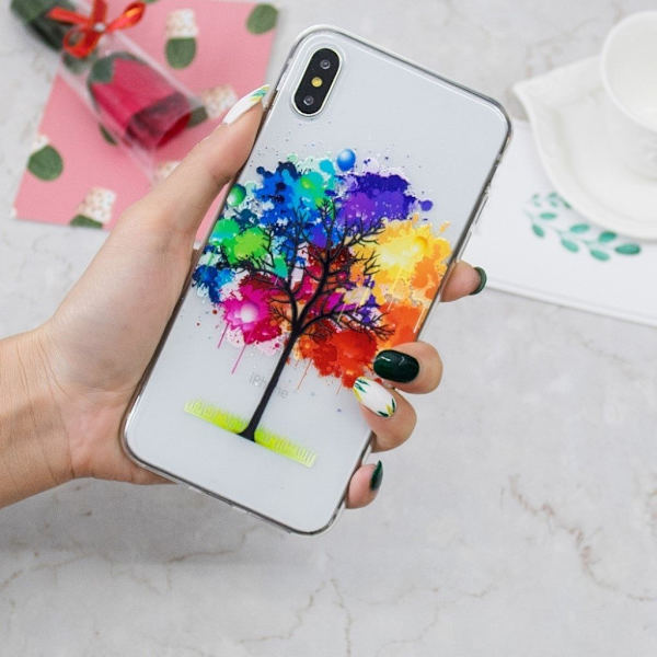 iPhone Xs Max ridsefast fleksibelt etui - Farverigt Træ Multicolor
