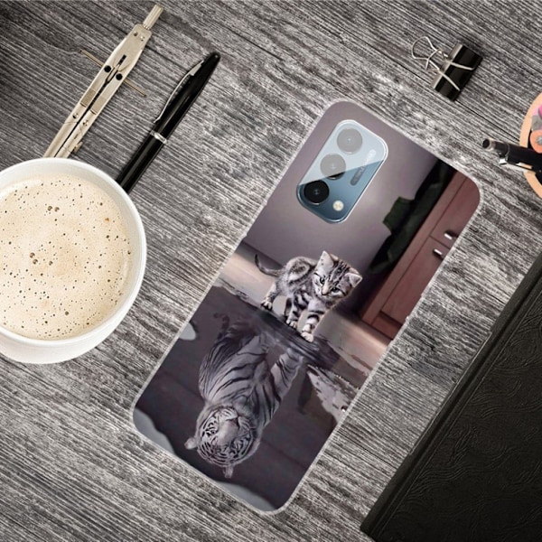 Deco OnePlus Nord N200 5G Suojakotelo - Kissa And Tiikeri Silver grey