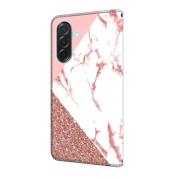 Samsung Galaxy A36 5G Plånboksfodral Mönster Tryck Stativ Läder Flip Telefonskal - Triangulär Marmor Rosa