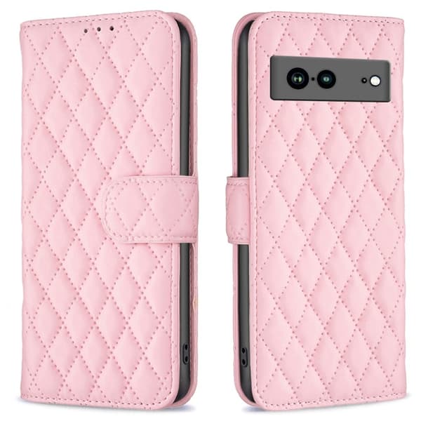 Matt Google Pixel 7a fodral med rombmönster - Rosa Rosa