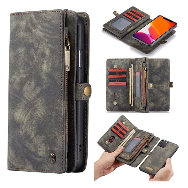 CaseMe iPhone 11 Pro Zipper Wallet Etui -Grå Silver grey