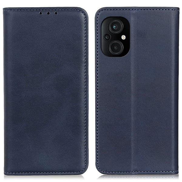 Flip Etui med Pung i Ekte Lær til Xiaomi Poco M5 - Blå Blue
