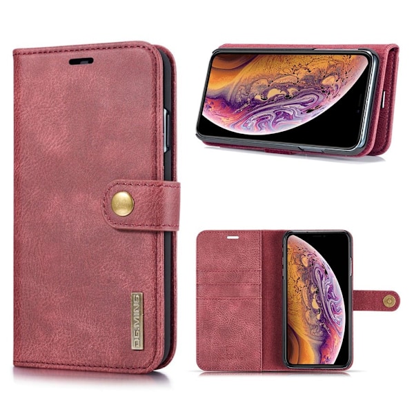 DG.MING iPhone Xs Max 2-i-1 etui med pung - Rød Red