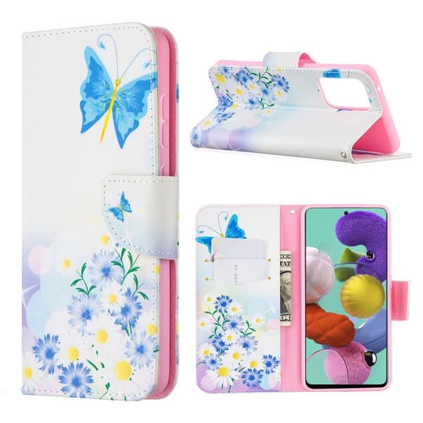 Wonderland Samsung Galaxy A52 5G Flip etui - Sommerfugl og blomst Multicolor